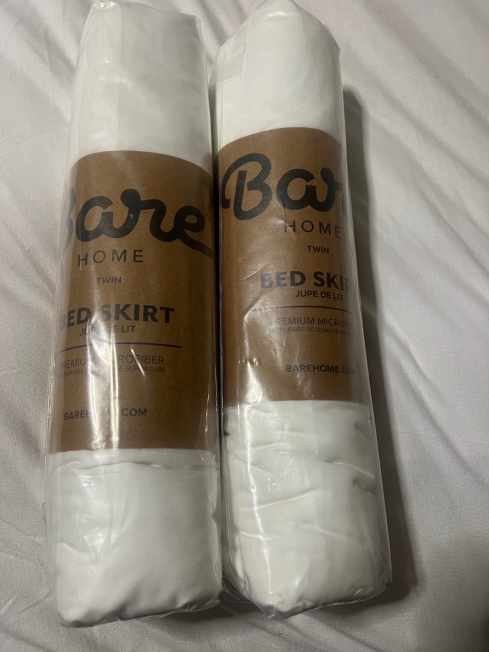 Twin White Bed Skirt - Premium Microfiber set of 2